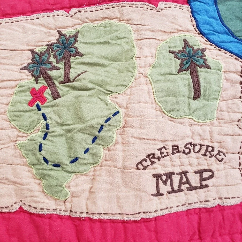 Vintage The Company Store Company Kids Treasure Map Pillow Sham Standard Parrot